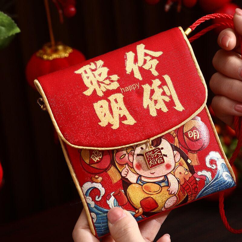 Traditional New Year Red Envelope Blessing Lucky Money Bag Festival Cloth Pocket Spring Festival 2025 Cute Money Envelopes