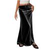 Womens Gold Velvet Maxi Skirts Fashion Solid Color Elastic Waist Loose Comfy A-Line Swing Midi Skirt Skort