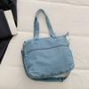 Gewaschene Denim-Umhängetasche mit mehreren Taschen und oberem Griff, verstellbarem Riemen, lässige Tragetasche für den täglichen Gebrauch