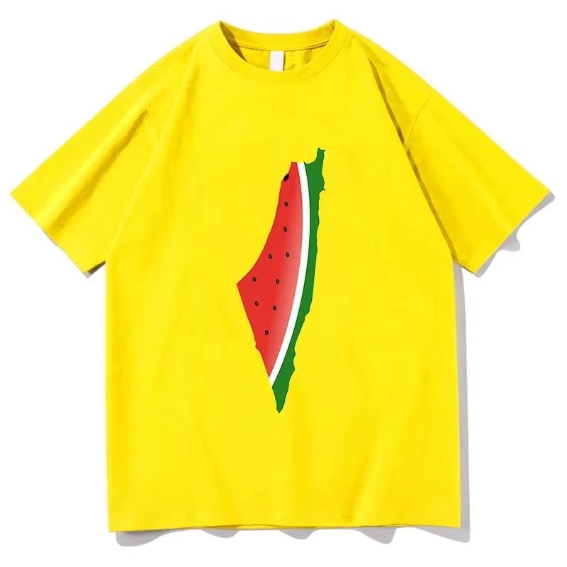 

Summer Men s 100% Pure Cotton Watermelon Print Round Neck T-shirt Unisex Casual Hip-hop Plus Size Soft Short Sleeved Shirt 4XL
