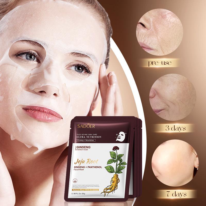 5pcs SADOER Plant Roots Face Mask Ginseng Whitening Facial Masks Moisturizing Firming Hydrating Face Sheet Mask Skin Care