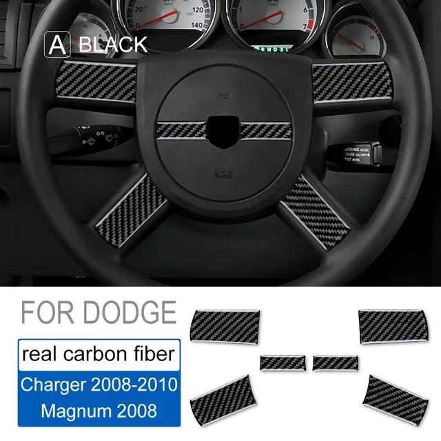For Dodge Magnum Charger 2008 2009 2010 Real Soft Carbon Fiber Car Steering Wheel Cover Sticker Accessories Interior Trim