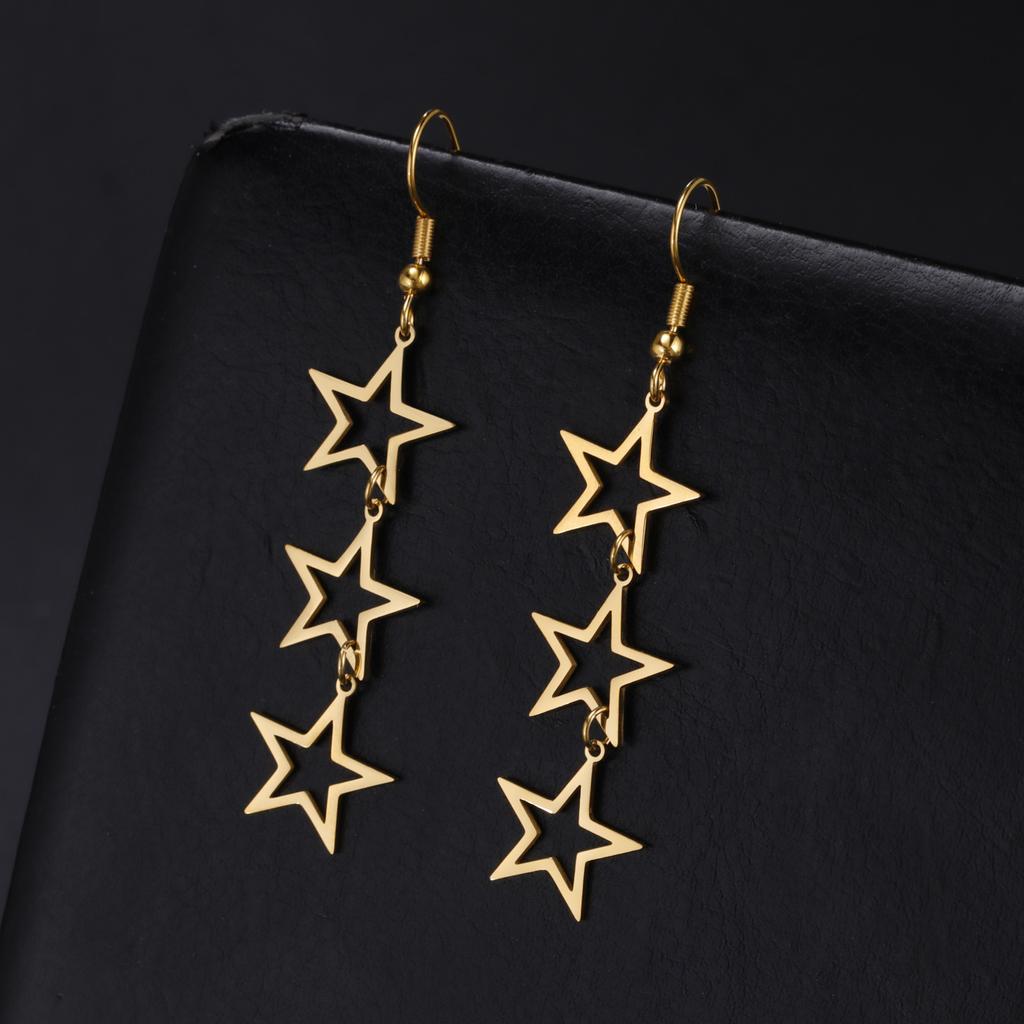 Cazador Gold Color Stars Drop Earrings for Women Bohemian Stainless Steel Long Dangle Earrings Jewelry Mother Day Gift Wholesale