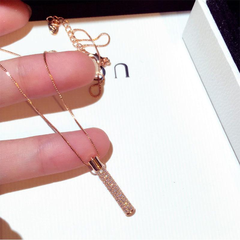 Trendy Rhinestone Geometric Collarbone Necklace - European/Korean Style