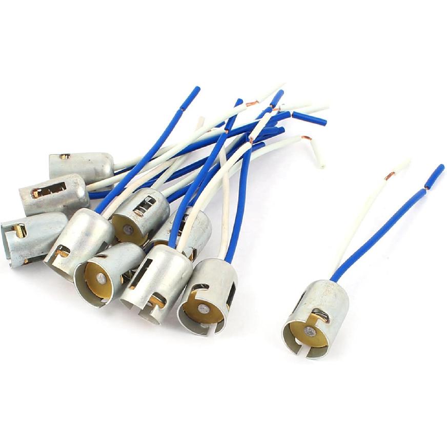 

1156 BA15S S25 Car Tail Brake Bulb LED Light Extension Socket Durable Plastic Metal Blue Silver Tone (Set of 10)