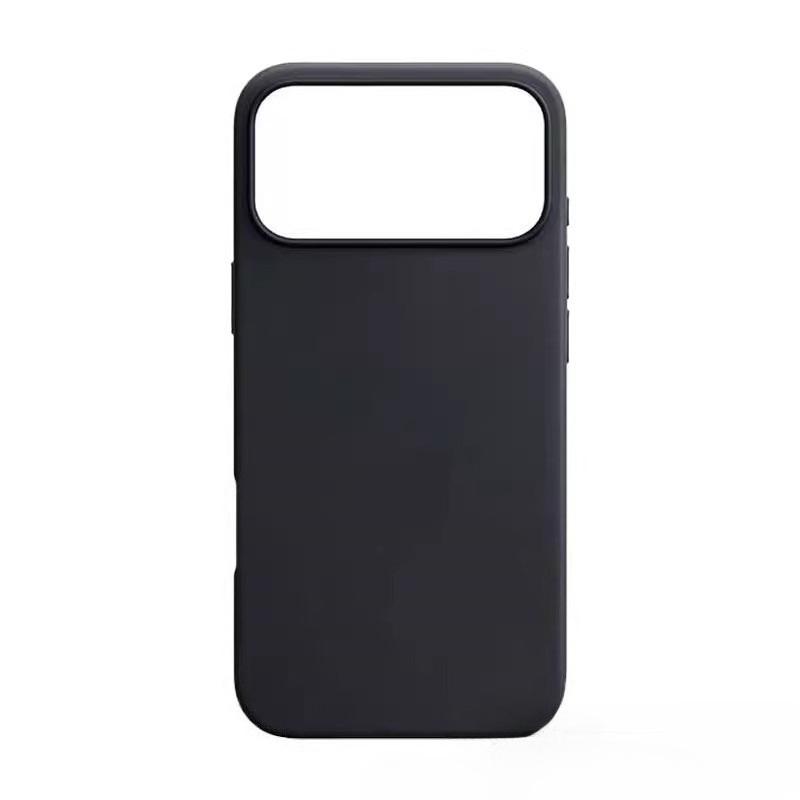 

Plain Leather Phone Case for iPhone 17 Pro Max 17Air Wireless Charging Built in Chip&Magnetic Animation Metal Button Back Cover iPhone17 чёрный