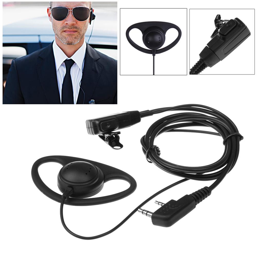 2 Pin Walkie Talkie Headset with MIC PTT D-Shape Earphone Earpiece Headphone Accessories for Baofeng Kenwood Puxing TYT Radio