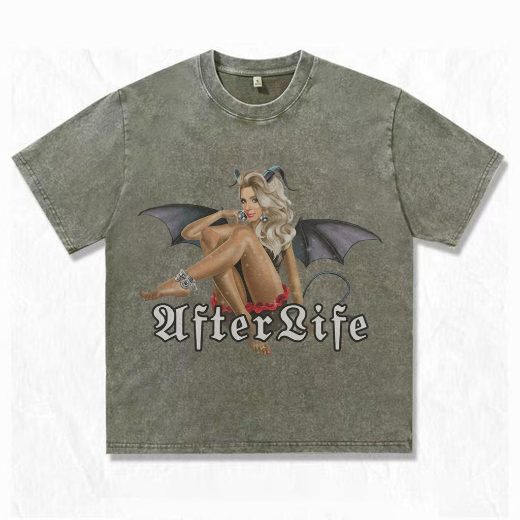 220GSM Acid Wash Cotton 100% T Shirt Men or Women Streetwear Vintage Summer Printed T Shirt