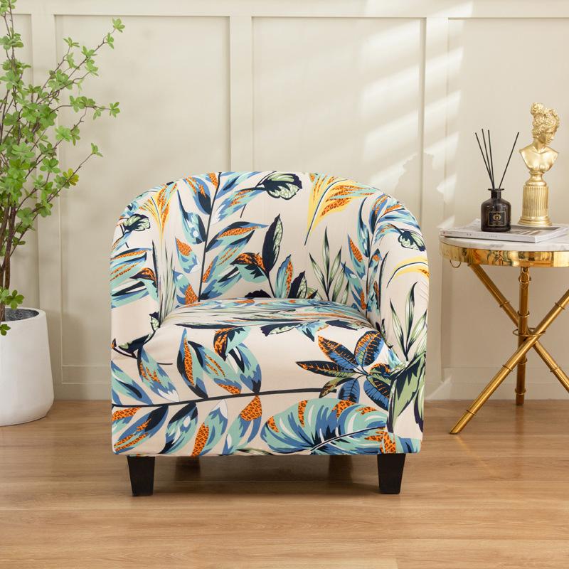 1pc Stretch Printed Club Armchair Cover Washable Tub Chair Slipcover Relax Single Chair Case for Coffee Bar Living Room Office