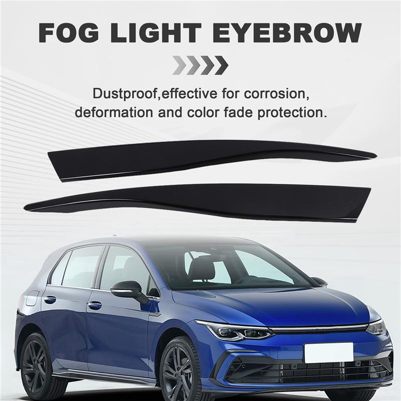 

Car Glossy Black Front Bumper Spoiler Lower Grille Fog Light Eyebrow Covers Trim For-VW Golf MK8 2025 2025-A99D