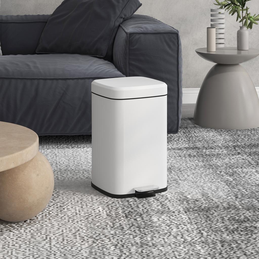 Kitchen Trash Can 20L With Soft Close Lid And Pedal Removable Inner Bucket 28Cm X 35Cm X 45H Cm White