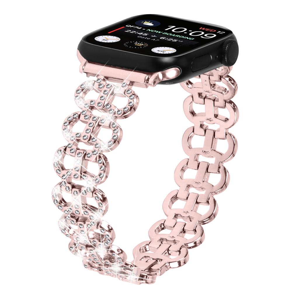 Für Apple Watch 10 46 mm/Ultra 2/Ultra 49 mm/9 8 7 45 mm/SE (2023) SE (2022) SE 6 5 4 44mm/3 2 1 42mm Legierungsarmband Strass Uhrenarmband
