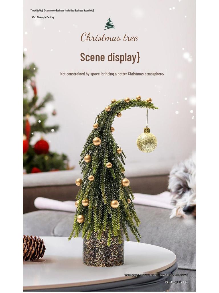 Small Crooked Neck Christmas Tree Ornament for Desktop Decoration