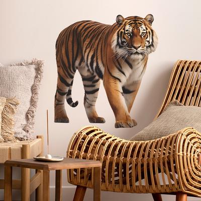 Adesivos de parede para estudo de quarto de tigre de simulação 3D para sala de estar e paisagismo