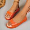Fashion 2025 New Summer Fish Mouth European and American Sandals Flat Slip Anti-slip Wear-resistant Low Heel Plus Size Women's Shoes