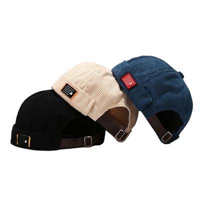 Casual Street Wear Skullcap Brimless Corduroy Docker Cap Hip Hop Beanie Hat Spring Autumn