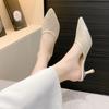 Summer French Half-drag Women's Outer Wear Stiletto Retro Mesh High-heeled Sandals and Slippers Pointed Shoes