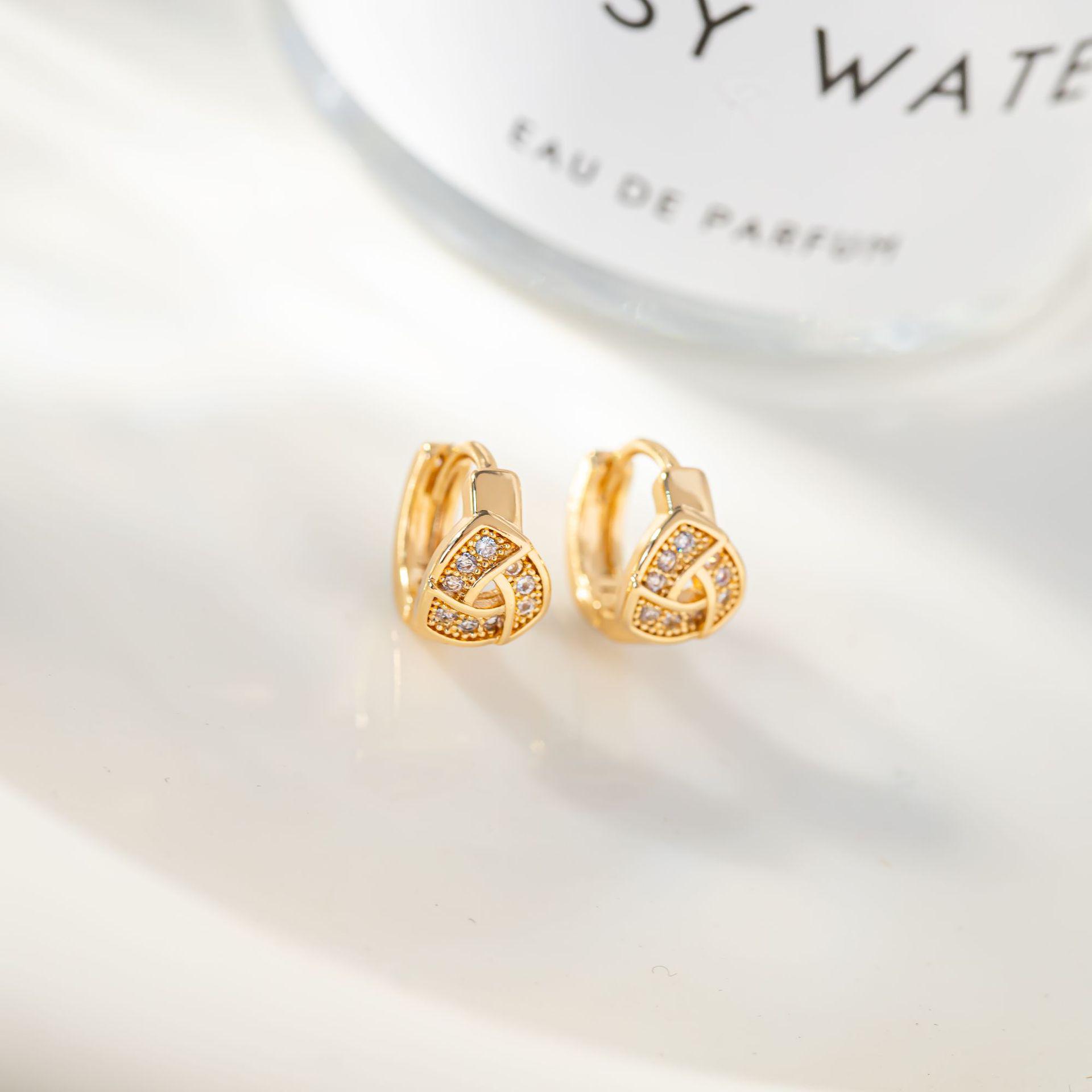 Cross Hollow Triangle Cycle Pattern Micro-inlaid Zircon Earrings – Classic & Creative Design