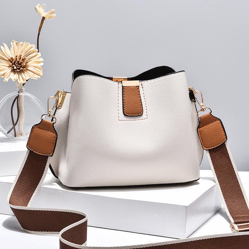 Women's Mini Bucket Bag: Lychee Pattern, Color Block Shoulder Crossbody Bag (2025 Trend)