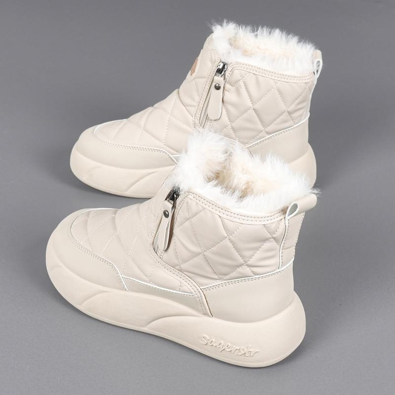 34-42 Women's Winter Plus Size Fashionable Double Zipper Thick Soled High Top Cotton Shoes Women's Snow Boots