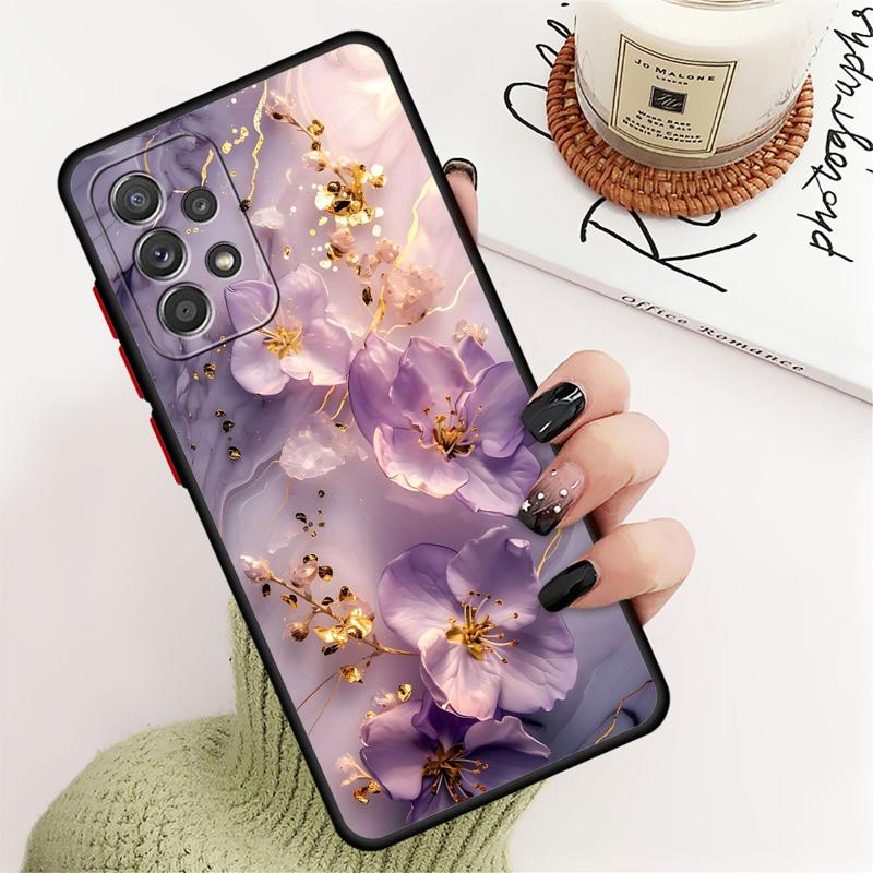 Flower Marble Phone Case for Samsung Galaxy A55 A54 A53 A52 A51 A13 A12 A35 A34 A33 A32 A71 A23 A21s Matte