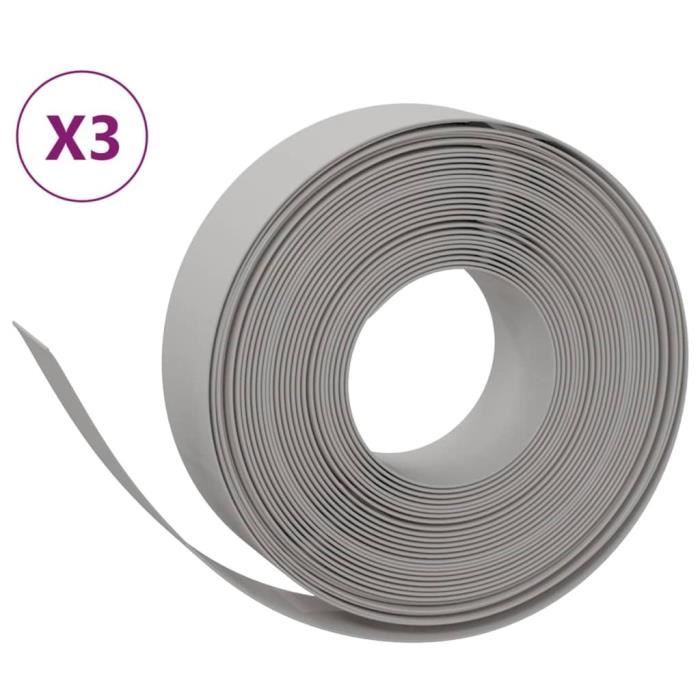 VidaXL Bordures de jardin 3 pcs gris 10 m 15 cm polyéthylène 3155441