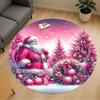 1pc Santa Claus, Pink Christmas Round Chair Mat Area Rug - Non-Slip, Floor Mat for Office, Bedroom, Home Decor Christmas Gift-1002360