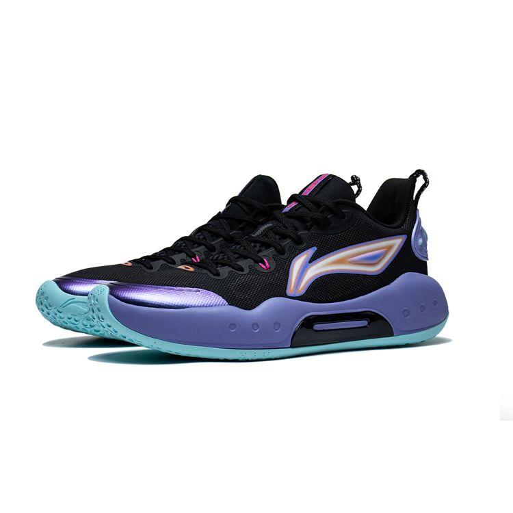 Li Ning Yu Shuai Team Shock Absorption Anti-Slip Wear-Resistant Low-Top Basketball Shoes Men sneakers Black Purple ABPT039-2