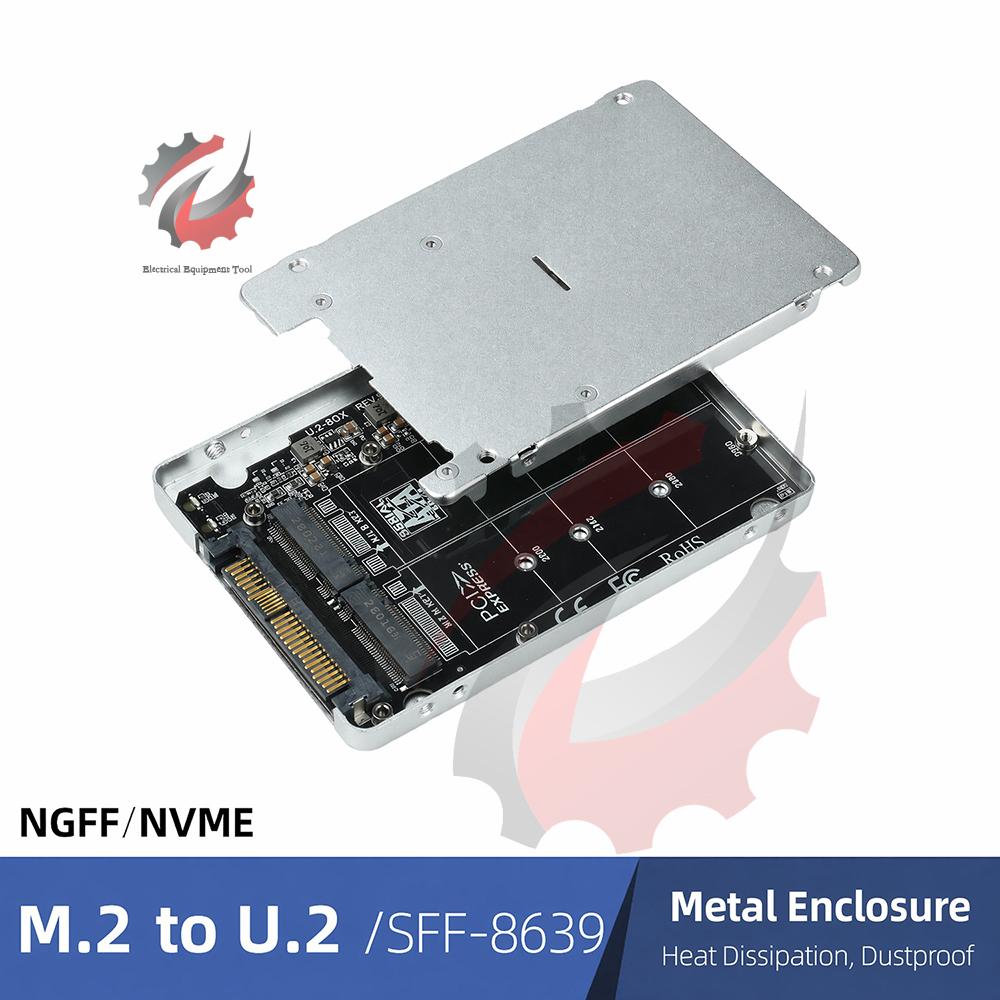 Universal M.2 to U.2 Adapter Card PCIE3.0 NVME NGFF SFF-8639 Aluminum Alloy Case Driver-Free Installation for SSD
