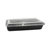 JINMEIHEWANG Disposable Black Rectangular Food Containers with Lids, 2000ml