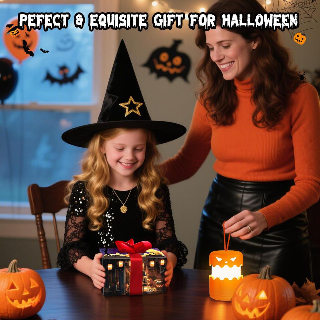 LED Halloween Pumpkin Lantern with Lanyard Collapsible Outdoor Lantern Rechargeable Pumpkin Headlamp Set for Outdoor & Indoor