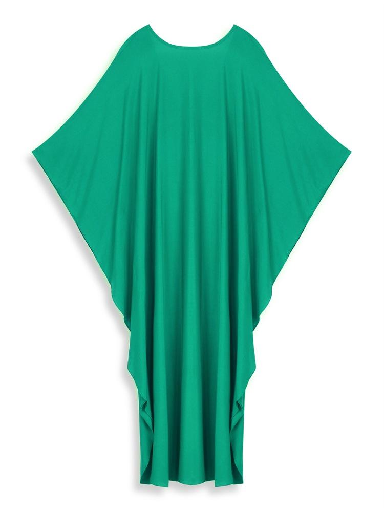 EDOLYNSA Μεγάλο μέγεθος Kaftan Πράσινο μασίφ Μποέμ με στάμπα, Καλοκαιρινό φόρεμα Long Beach Γυναικεία ενδύματα για το σπίτι Στολή μαγιό που καλύπτει φαρδιά καφτάν