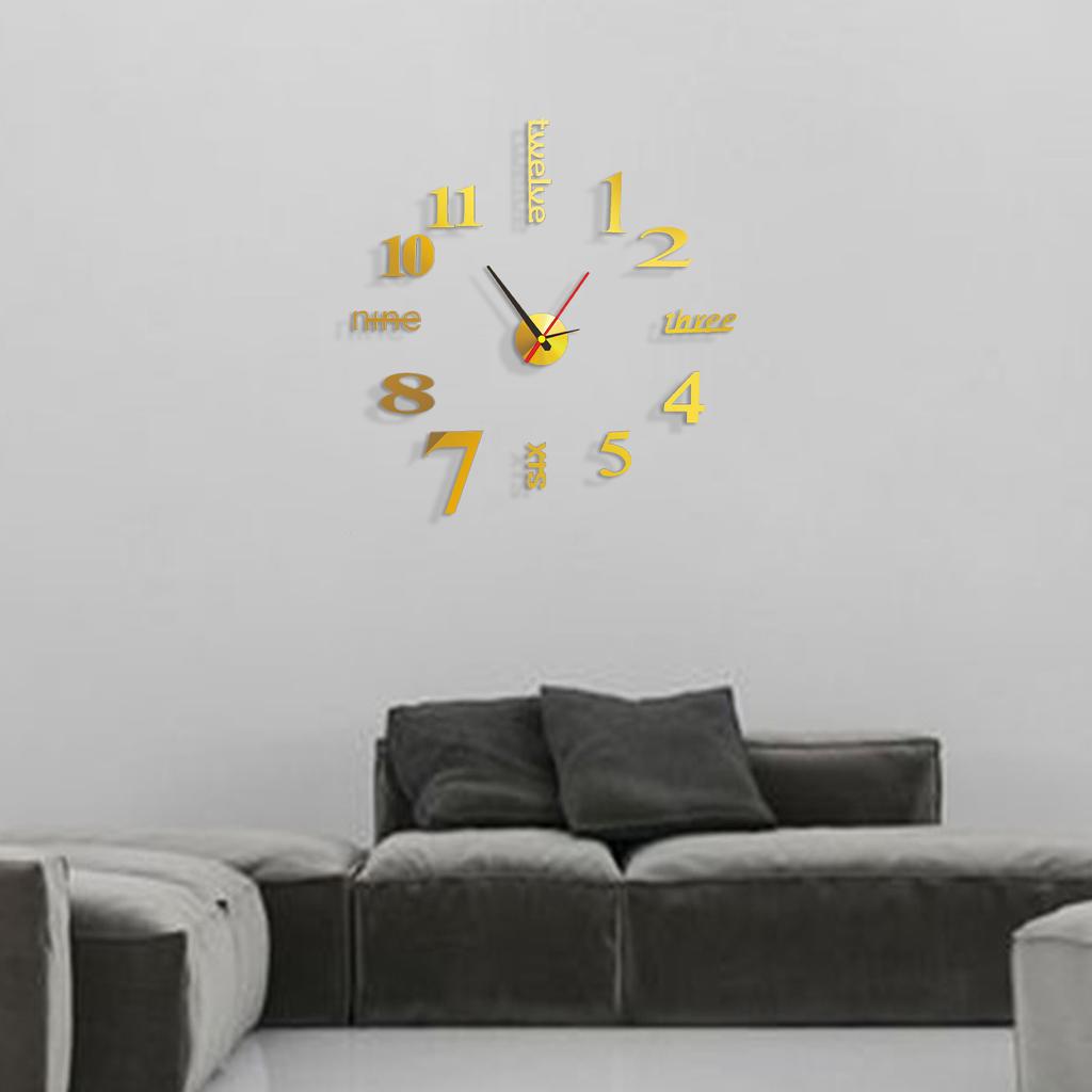 Frameless DIY Wall Clock Wall Clock For Room Decor Creative Fashion Digital 3D Acrylic Wall Clock Decor Sticker DIY Clock Kit
