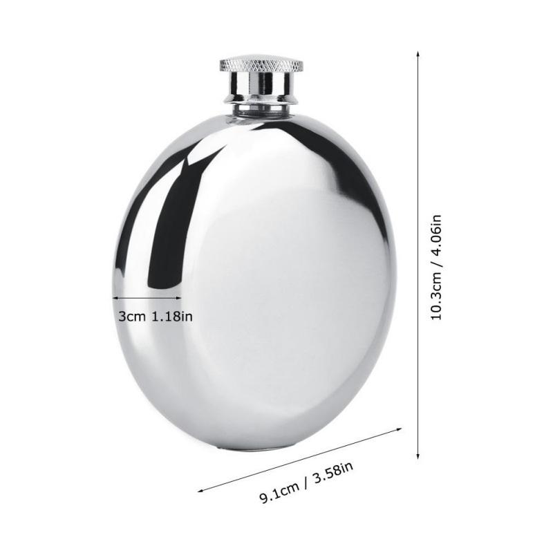 3 Oz Portable Stainless Steel round Hip Flask Liquor Whisky Alcohol Cap Funnel Drinkware Bottle Outdoor Camping Picnic Travel round Jug Bottle