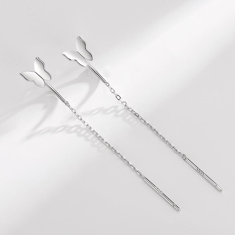 S925 Silver Needle Micro-inlaid Zircon Flower Ear Line Exquisite Light High Quality Drop Earring Star Jewelry Gifts
