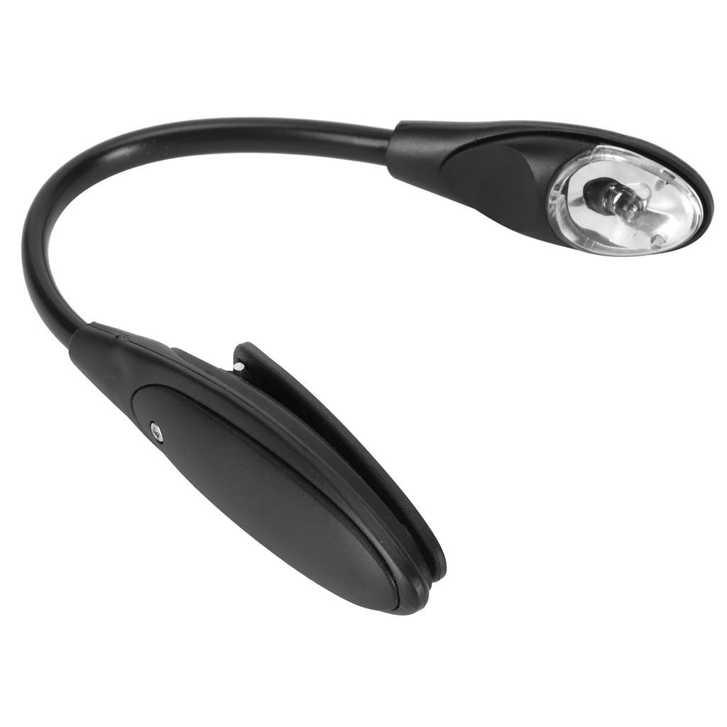 Mini-LED-Buchleuchte, tragbar, flexibel, Leselampe mit Klemme für Schlafzimmer und Reisen, Schwarz