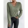 Autumn Winter Niche V-neck Cross Pullover Long Sleeved T-Shirts Women’s