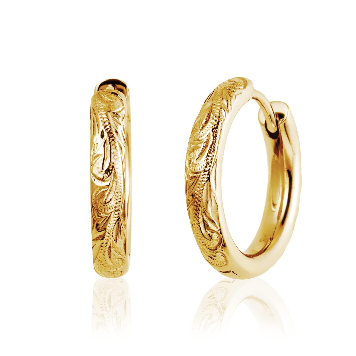 

Hoop Hawaiian Can Be Worn All the Ring Surgical Stainless Stainless Set for Both Gold Color [Puente] Earrings, Jewelry, Men s, Women s, Time,