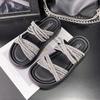 New rhinestone cool slippers in summer, women wear versatile fairy style thick-soled muffin shoes to increase height