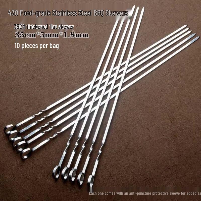 ZISIZ 430 Stainless Steel Flat BBQ Skewers