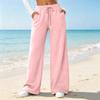 Women's Color Loose Fit Straight Leg Pants with Pockets Casual