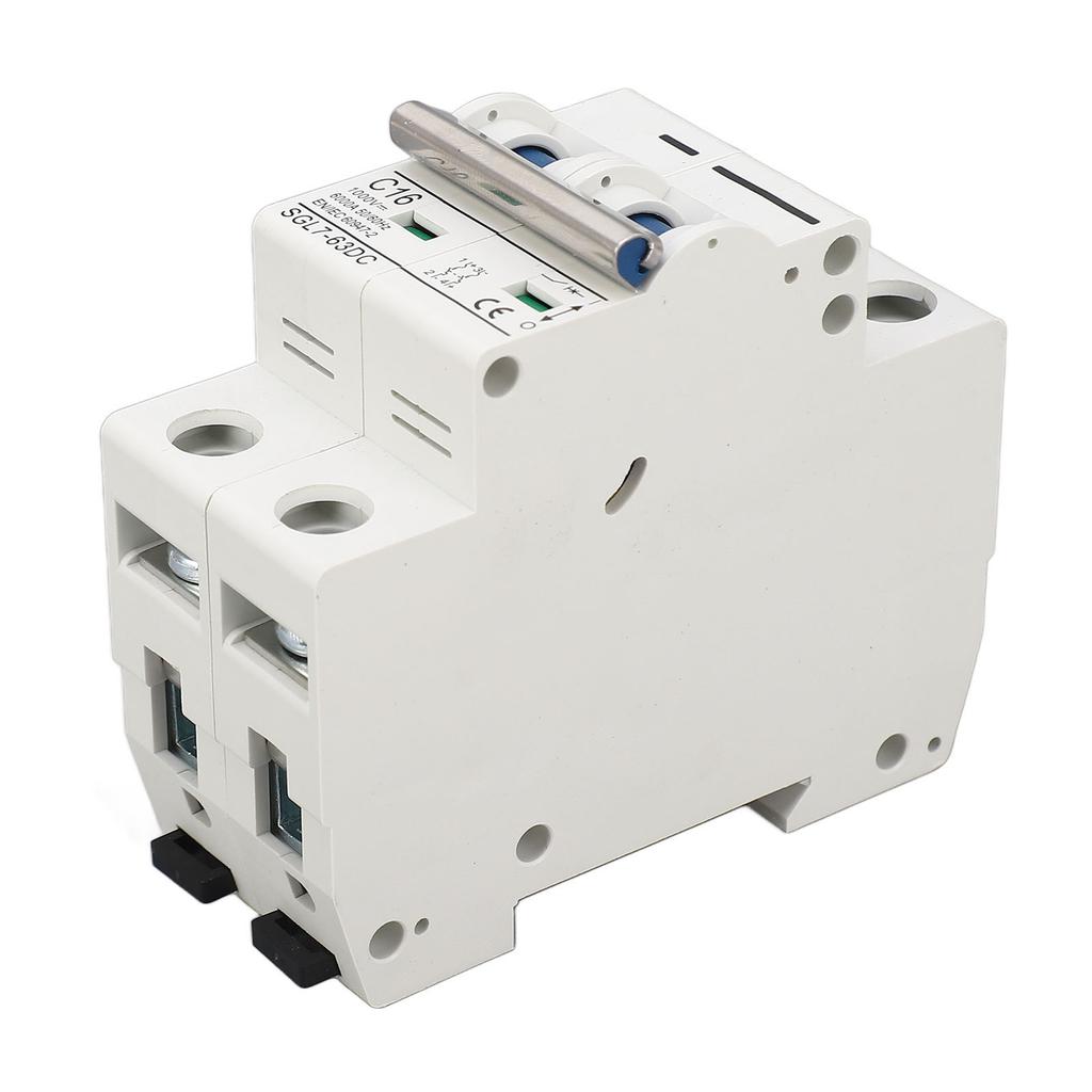 DC Miniature Circuit Breaker 2P 1000V 16A DIN Rail Mount PV System Isolator Disconnect Switch Thermal Magnetic Release