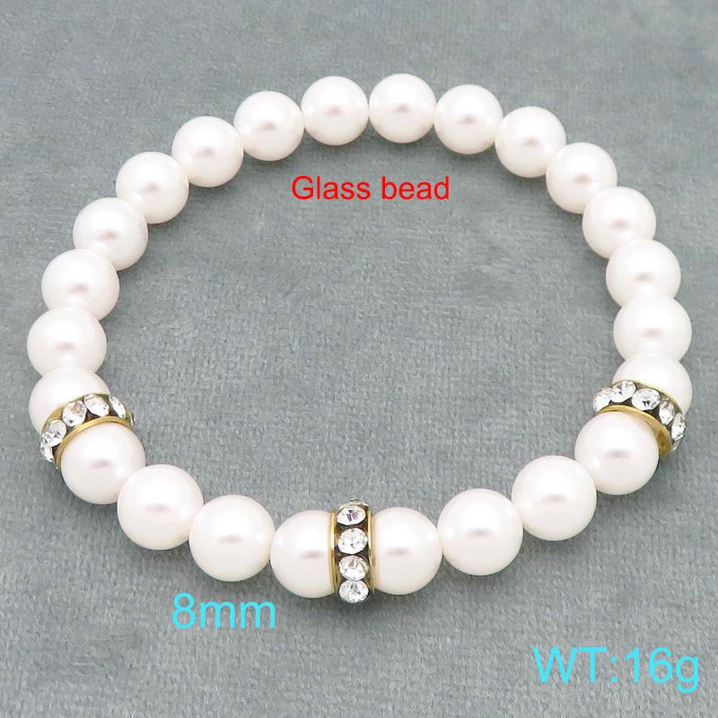Stainless Steel Beaded Bracelet for Women Men Rhinestone Decor Stretch Fashion Jewelry Party Daily Accessory Gift
