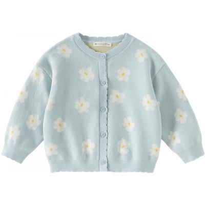 DAVE&BELLA Girls' Anti-Static Floral Knit Cardigan