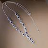 French Vintage Sapphire Y Necklace Water Drop Gradient Choker Banquet Women