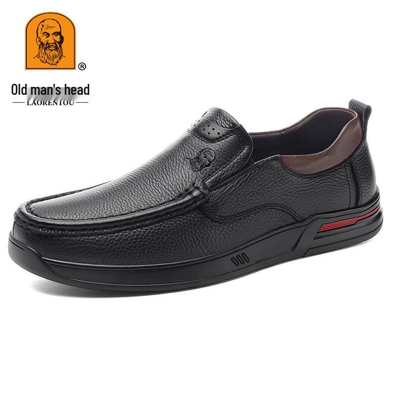 Laorentou Men s Trendy Leather Lace-up Business Casual Shoes - Breathable Cowhide Fashion Footwear for Spring 43 чёрный