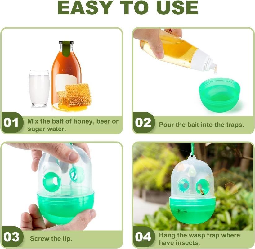10/1 ud. Trampas Reutilizables para Moscas Avispas Insectos con Cuerda Colgantes para Exteriores Matamoscas Atrapador de Avispas Asiáticas Trampa de Insectos para Huertos Control de Plagas