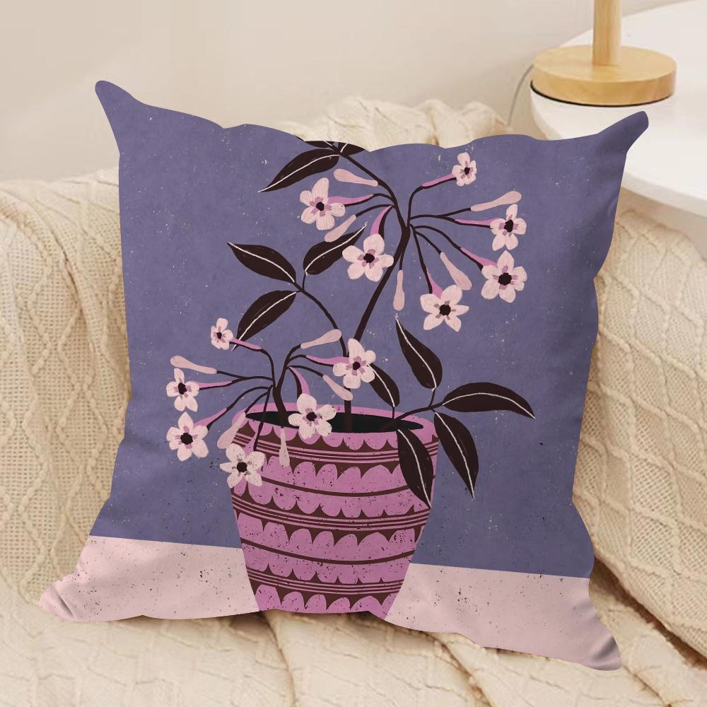 Vintage Vase Print Cushion Cover Pillowcase Ultra Soft Skin Friendly Fabric Cloud Like Comfort Concealed Zipper