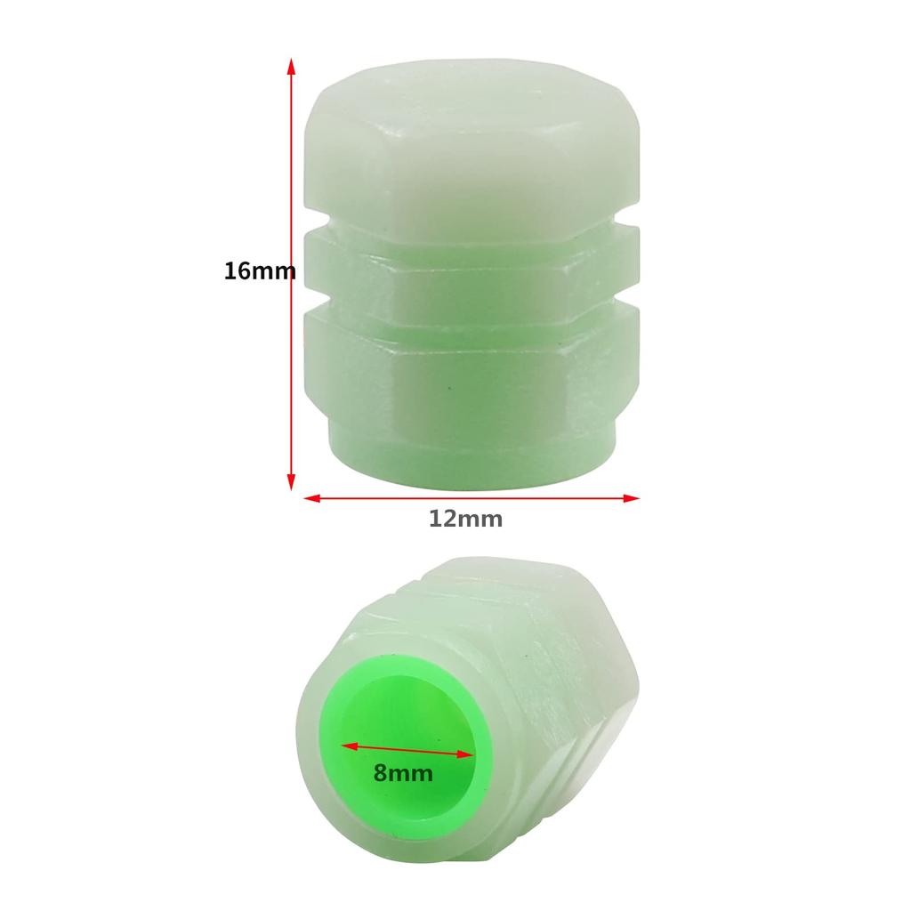 Biqing Fluorescent Tire Valve Cap, Universal Car Tire Valve Cap Glow, 4PCS Lighting Fixture