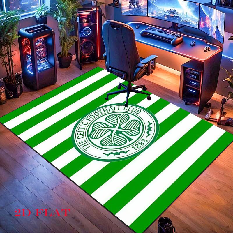 Celtic Football Club Teppich für Wohnzimmer Schlafzimmer Zuhause Sofadekoration, Rutschfeste Bodenmatte für Kinder zum Spielen